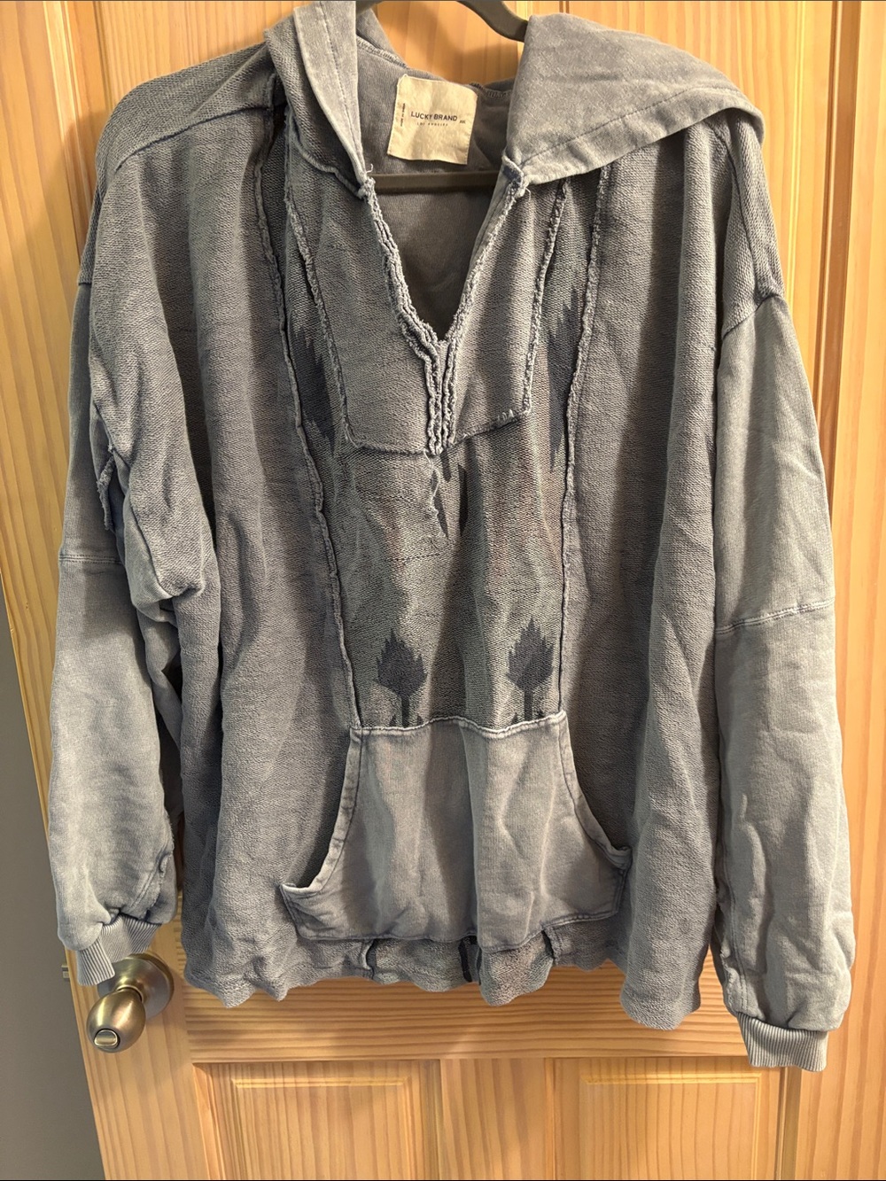 Gray Hooded Baja Pullover Sweater